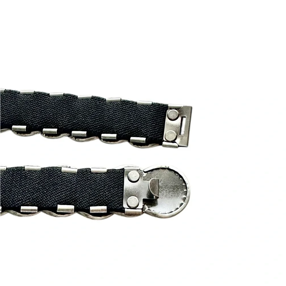 Metal Stretch Conchos Belt Hook Closure Silver Size Large / XL